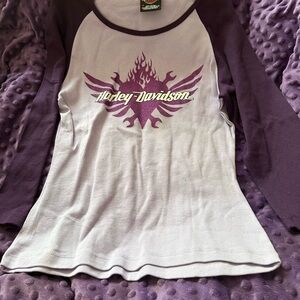 Harley Davidson two toned purple long sleeve t shirt size medium